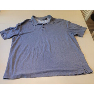 Tasso Elba Shirt Mens 4XLT‎ Blue Polo Short Sleeve 100% Cotton Soft